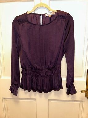 Catherine Malandrino Plum Long-Sleeve Peplum Blouse